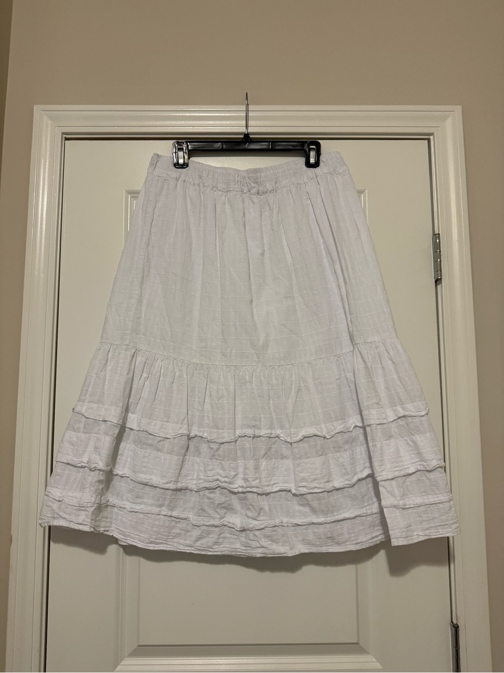 Madewell White Tiered Midi Skirt